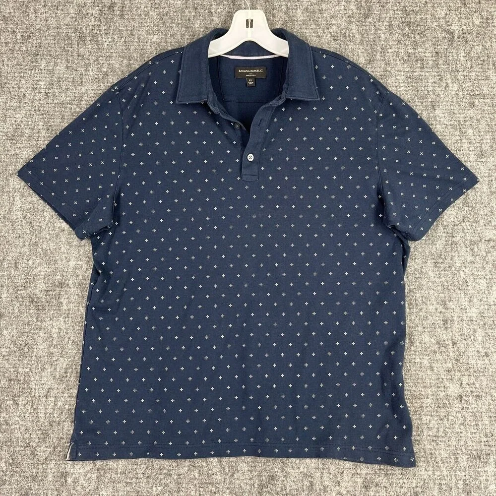 Banana Republic Shirt Mens Extra Large Blue Dress Polo Cotton Business Casual‎